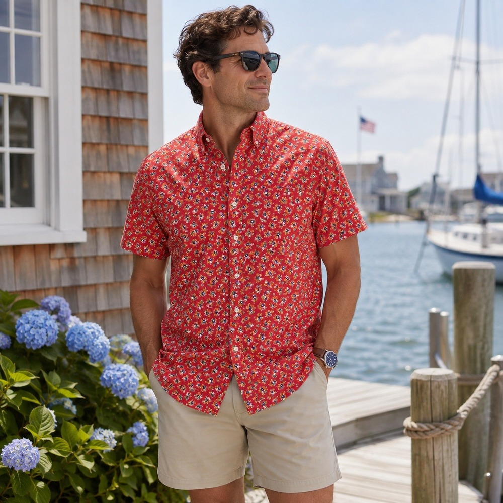 Ralph Lauren Classic Fit Floral Button Down Shirt Coastal Preppy Men's XL Red - Picture 1 of 7